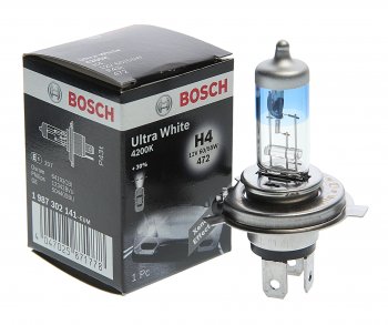 669 р. Лампа 12V H4 60/55W P43t Ultra White BOSCH BOSCH 1987302141 BOSCH 1987302141  с доставкой в г. Пермь. Увеличить фотографию 1