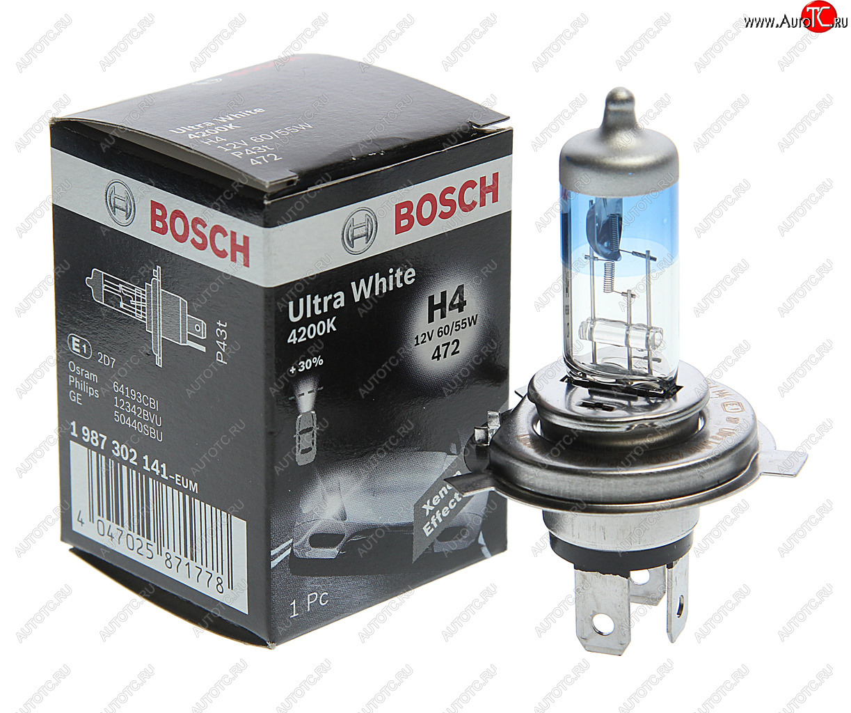 669 р. Лампа 12V H4 60/55W P43t Ultra White BOSCH BOSCH 1987302141 BOSCH 1987302141  с доставкой в г. Пермь