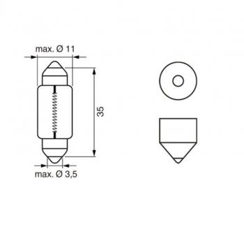 48 р. Лампа 12V C5W SV8.5-8 35мм Pure Light BOSCH BOSCH 1987302211  с доставкой в г. Пермь. Увеличить фотографию 3