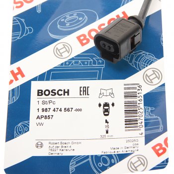 619 р. Датчик износа тормозных колодок VW Touareg (10-) передний (1шт.) BOSCH BOSCH 1987474567 BOSCH 1987474567  с доставкой в г. Пермь. Увеличить фотографию 2
