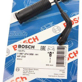 869 р. Датчик износа тормозных колодок BMW 5 (E39) передний BOSCH BOSCH 1987474958  с доставкой в г. Пермь. Увеличить фотографию 2
