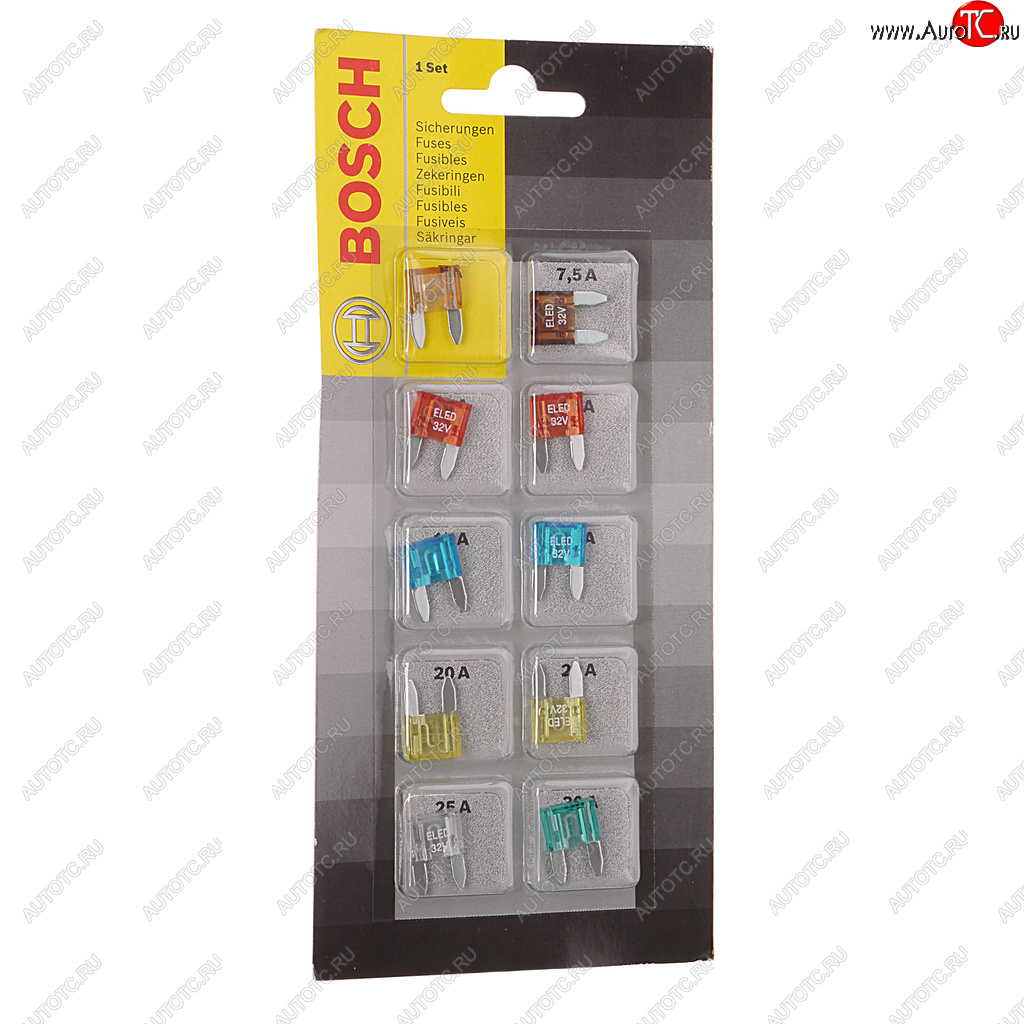 499 р. Предохранитель 5-30А флажковый MINI комплект 10шт. BOSCH BOSCH 1987529038  с доставкой в г. Пермь
