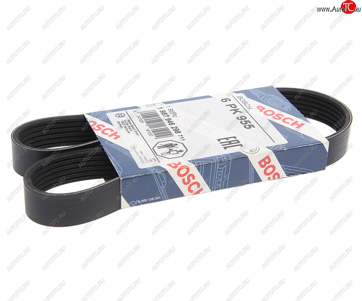 849 р. Ремень приводной поликлиновой 6PK955 HYUNDAI Elantra (06-),i20,i30 KIA Cerato генератора BOSCH BOSCH 1987946298  с доставкой в г. Пермь