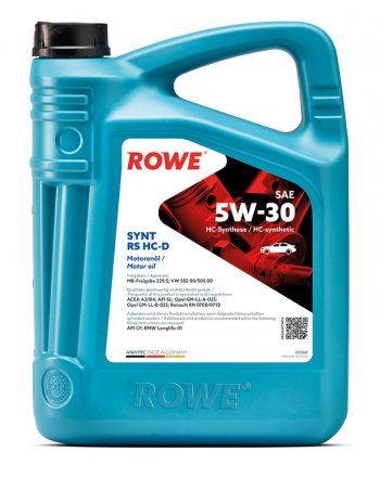 7 999 р. Масло моторное HIGHTEC SYNT RS A3B4SLCF 5W30 синт.5л ROWE ROWE 20060-0050-99  с доставкой в г. Пермь. Увеличить фотографию 1