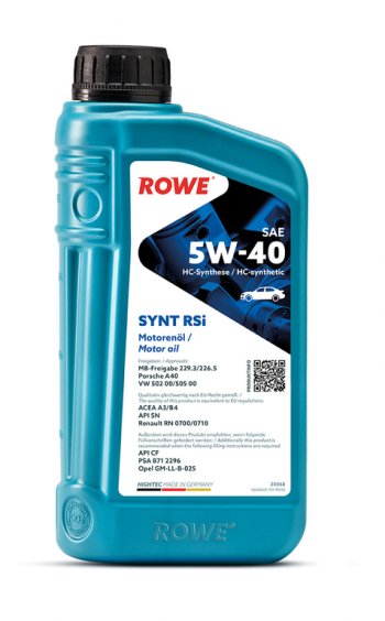 1 599 р. Масло моторное HIGHTEC SYNT RSi A3B4SNCF 5W40 синт.1л ROWE ROWE 20068-0010-99  с доставкой в г. Пермь. Увеличить фотографию 3