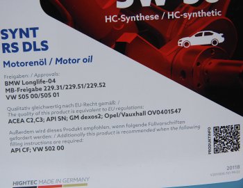 6 999 р. Масло моторное HIGHTEC SYNT RS DLS SNCFC2C3 5W30 синт.4л ROWE ROWE 20118-0040-99  с доставкой в г. Пермь. Увеличить фотографию 2