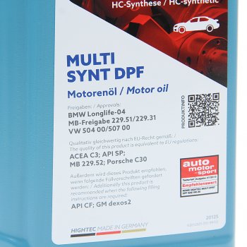 2 249 р. Масло моторное HIGHTEC MULTI SYNT DPF SPC3 5W30 синт.1л ROWE ROWE 20125-0010-99  с доставкой в г. Пермь. Увеличить фотографию 2