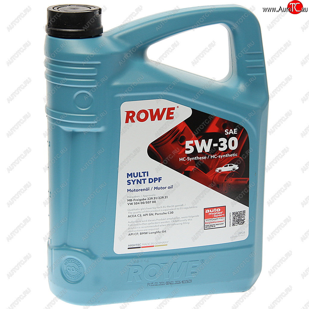 7 999 р. Масло моторное HIGHTEC MULTI SYNT DPF SPC3 5W30 синт.4л ROWE ROWE 20125-0040-99  с доставкой в г. Пермь