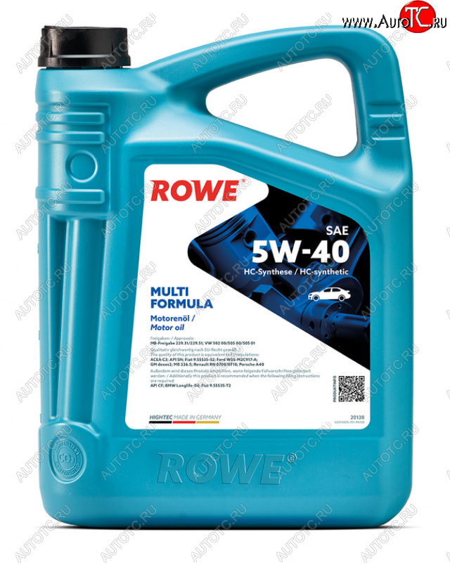 7 599 р. Масло моторное HIGHTEC MULTI FORMULA C3SNCF 5W40 синт.5л ROWE ROWE 20138-0050-99  с доставкой в г. Пермь