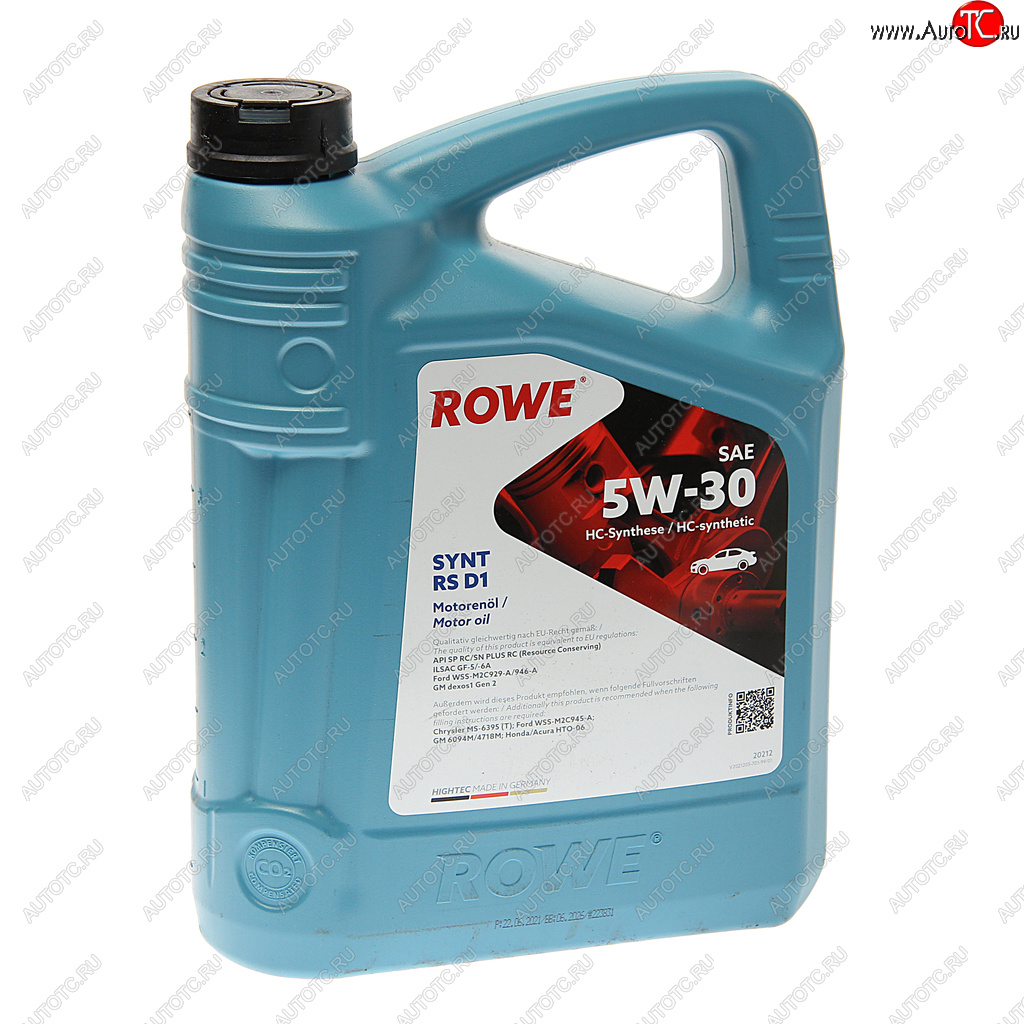 5 849 р. Масло моторное HIGHTEC SYNT RS D1 SPRCSNGF-56A 5W30 синт.4л ROWE ROWE 20212-0040-99  с доставкой в г. Пермь