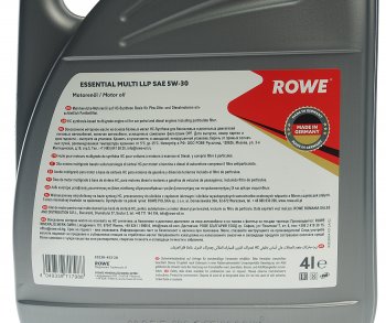 6 899 р. Масло моторное ESSENTIAL MULTI LLP 5W30 синт.4л ROWE ROWE 20238-453-2a  с доставкой в г. Пермь. Увеличить фотографию 2