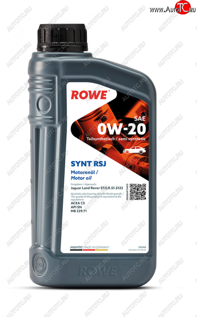1 569 р. Масло моторное HIGHTEC SYNT RSJ C5 0W20 псинт.1л ROWE ROWE 20348-0010-99  с доставкой в г. Пермь