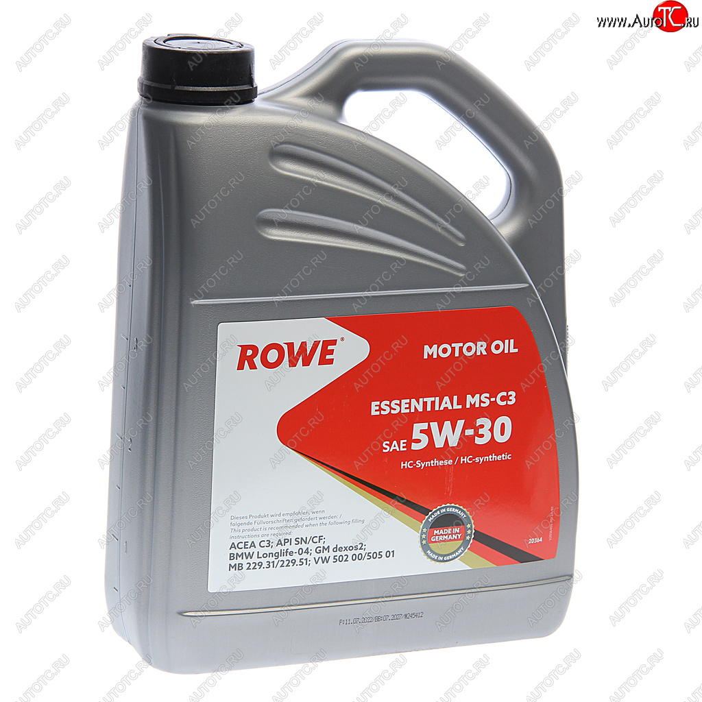 5 999 р. Масло моторное ESSENTIAL MS-C3 5W30 синт.4л ROWE ROWE 20364-453-2a  с доставкой в г. Пермь
