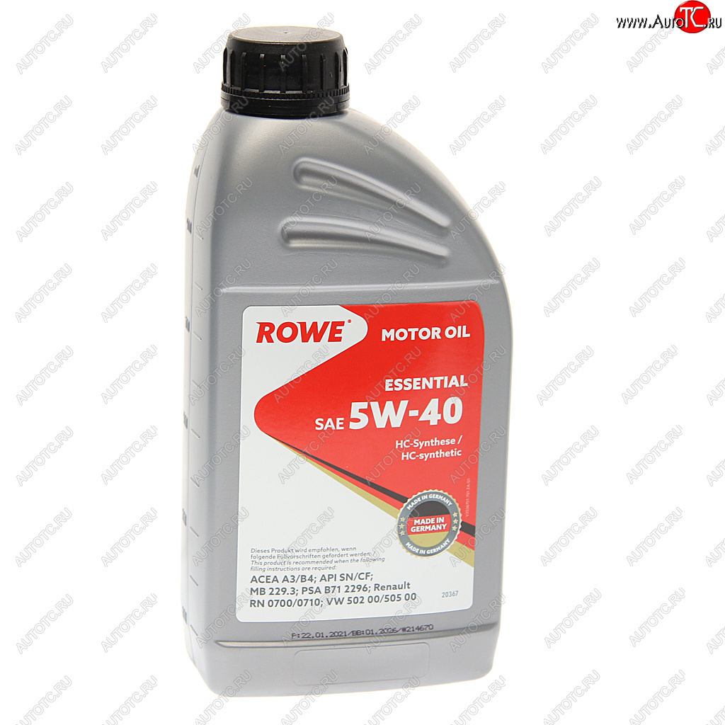 1 539 р. Масло моторное ESSENTIAL SNCFA3B4 5W40 синт.1л ROWE ROWE 20367-177-2a  с доставкой в г. Пермь