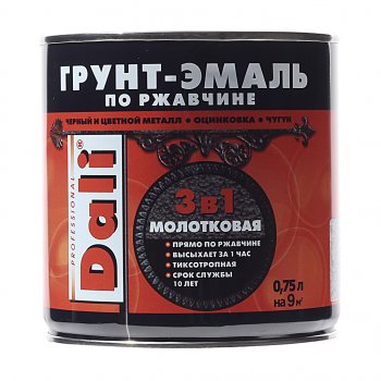 1 229 р. Грунт-эмаль по ржавчине серебристый молотковый 0.75л DALI DALI 20407  с доставкой в г. Пермь. Увеличить фотографию 1