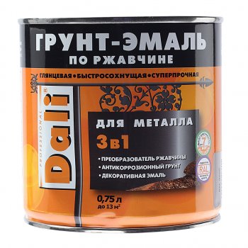 999 р. Грунт-эмаль по ржавчине серебристый алюминий RAL9006 0.75л DALI DALI 20482  с доставкой в г. Пермь. Увеличить фотографию 1