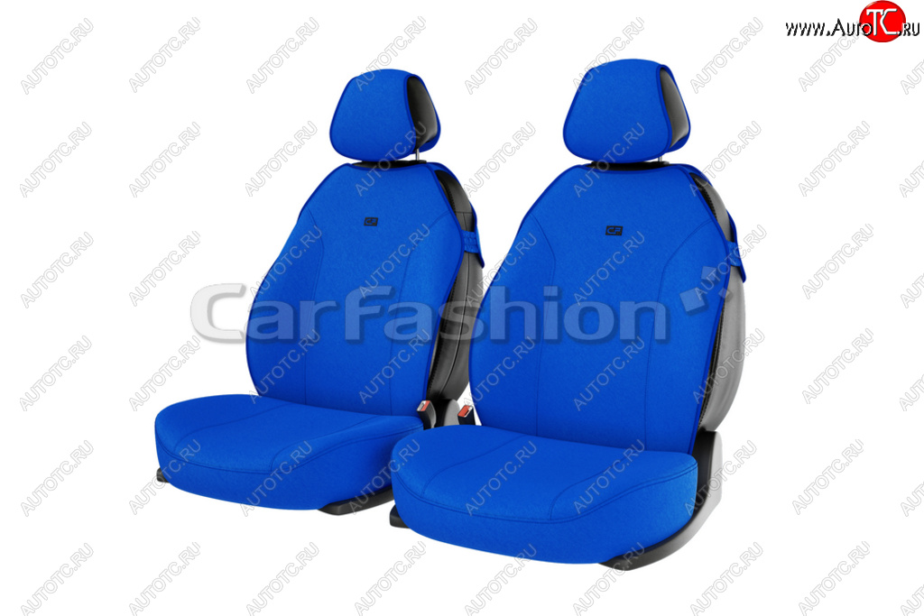 1 269 р. Универсальные чехлы сидений (майка, 4 предм., полиэстер) Bingo Front CARFASHION Hyundai Solaris HCR седан дорестайлинг (2017-2020) (синий)  с доставкой в г. Пермь
