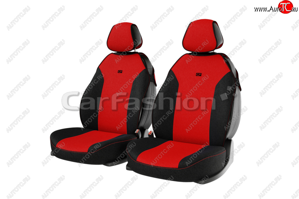 1 249 р. Универсальные чехлы сидений (майка, 4 предм., полиэстер) Bingo Front CARFASHION Skoda Fabia Mk3 хэтчбэк дорестайлинг (2014-2018) (черно-красный)  с доставкой в г. Пермь