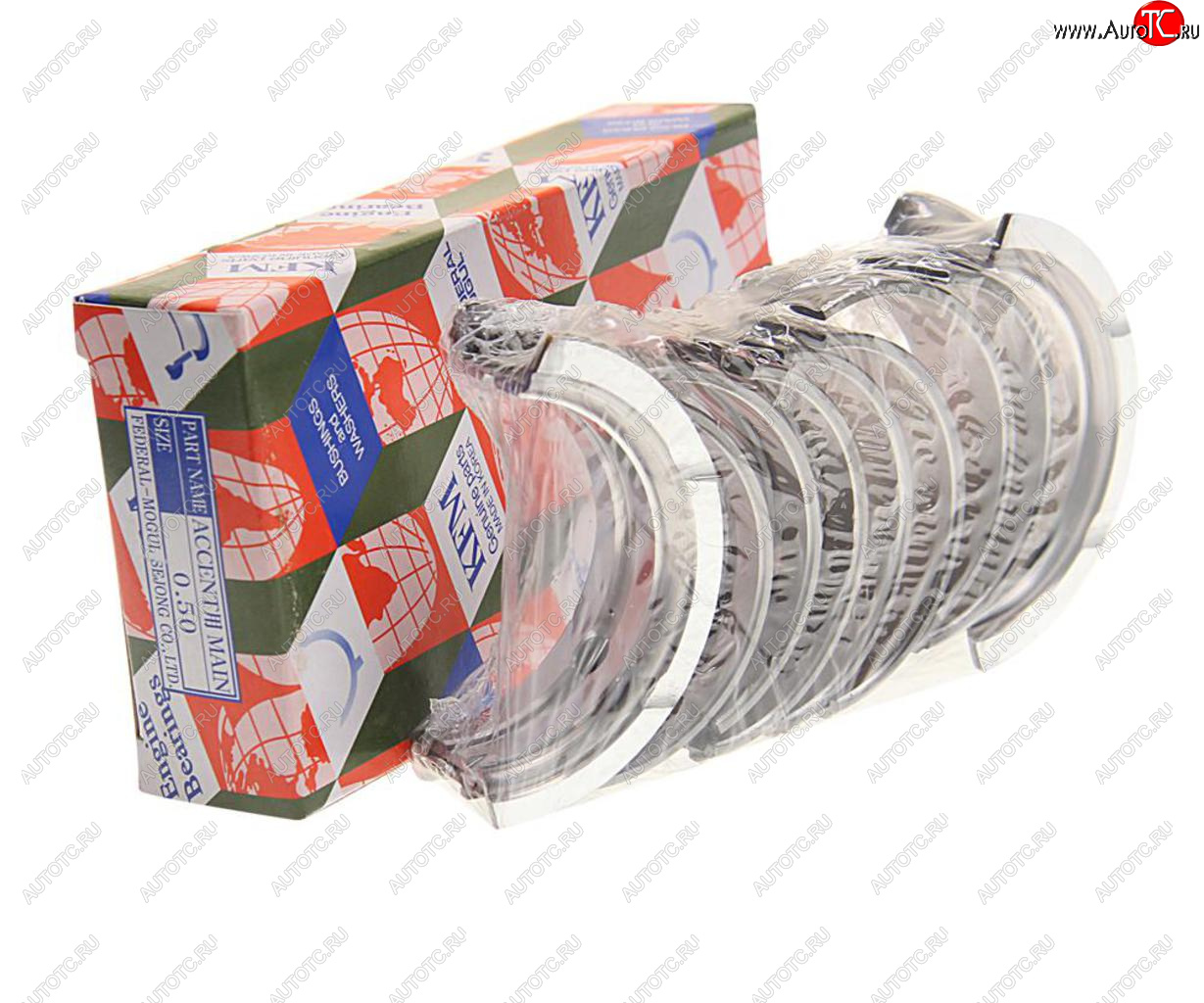 2 099 р. Вкладыши HYUNDAI Accent (03-),Getz (02-),Lantra (00-) (1.6) коренные d+0.50 комплект (10шт.) KFM KFM 21020-26962  с доставкой в г. Пермь