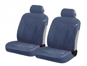 Универсальные чехлы сидений (майка, 4 предм., полиэстр) rend Front CARFASHION Hyundai Solaris HCR седан дорестайлинг (2017-2020) (черно-синие)