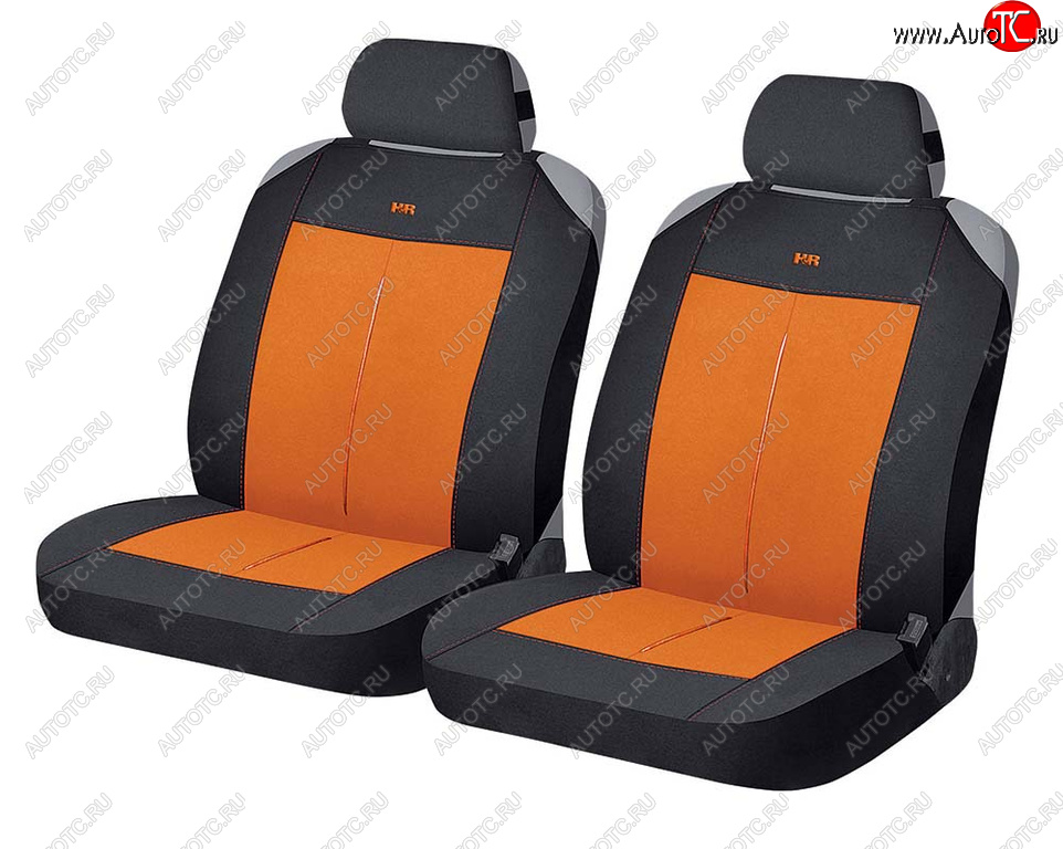 849 р. Универсальные чехлы сидений (майка, 4 предм., полиэстер) Vertical Front CARFASHION   (черно-оранжевые)  с доставкой в г. Пермь