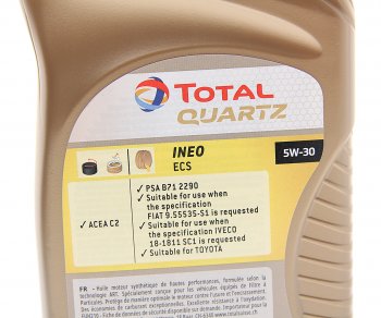 1 199 р. Масло моторное QUARTZ INEO ECS 5W30 синт.1л TOTAL TOTAL 213768  с доставкой в г. Пермь. Увеличить фотографию 2