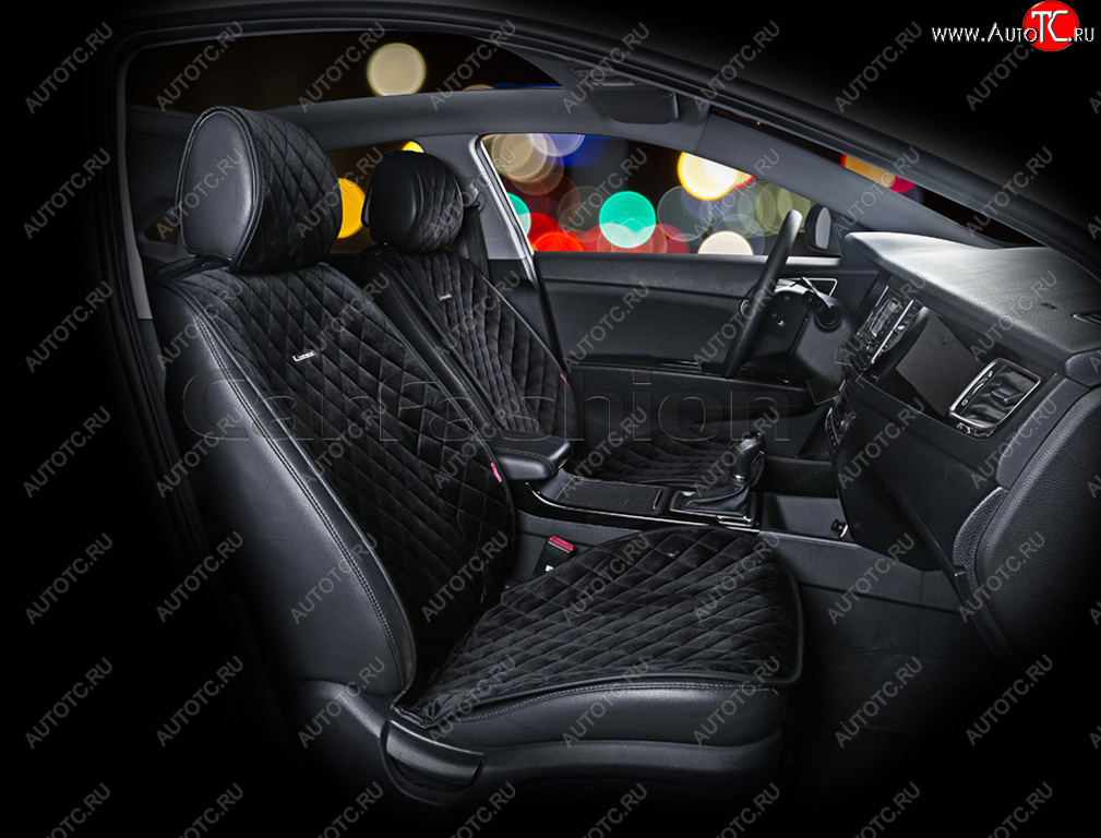 4 289 р. Накидка на сиденье велюр-экокожа черная (4 предм.) (2шт.) California CARFASHION CARFASHION 21896  с доставкой в г. Пермь