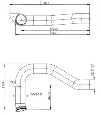 18 299 р. Труба промежуточная глушителя DAF DINEX DINEX 22157  с доставкой в г. Пермь. Увеличить фотографию 2