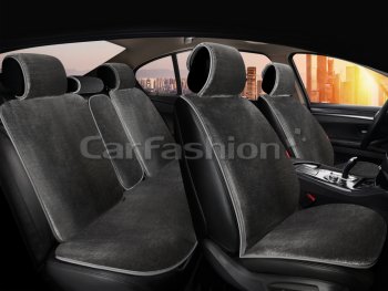 5 649 р. Накидка на сиденье мех искусственный темно-серые 5шт. Alpaca Plus CARFASHION CARFASHION 22164  с доставкой в г. Пермь. Увеличить фотографию 1