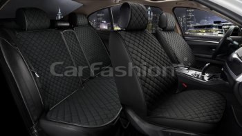 5 649 р. Накидка на сиденье лен черные (5 предм.) (4шт.) Cube CARFASHION CARFASHION 22676  с доставкой в г. Пермь. Увеличить фотографию 1