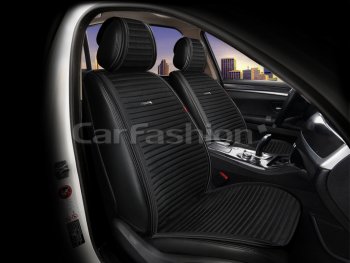 3 999 р. Накидка на сиденье велюр-экокожа черная (4 предм.) (2шт.) Monaco Pro Front CARFASHION CARFASHION 22706  с доставкой в г. Пермь. Увеличить фотографию 1