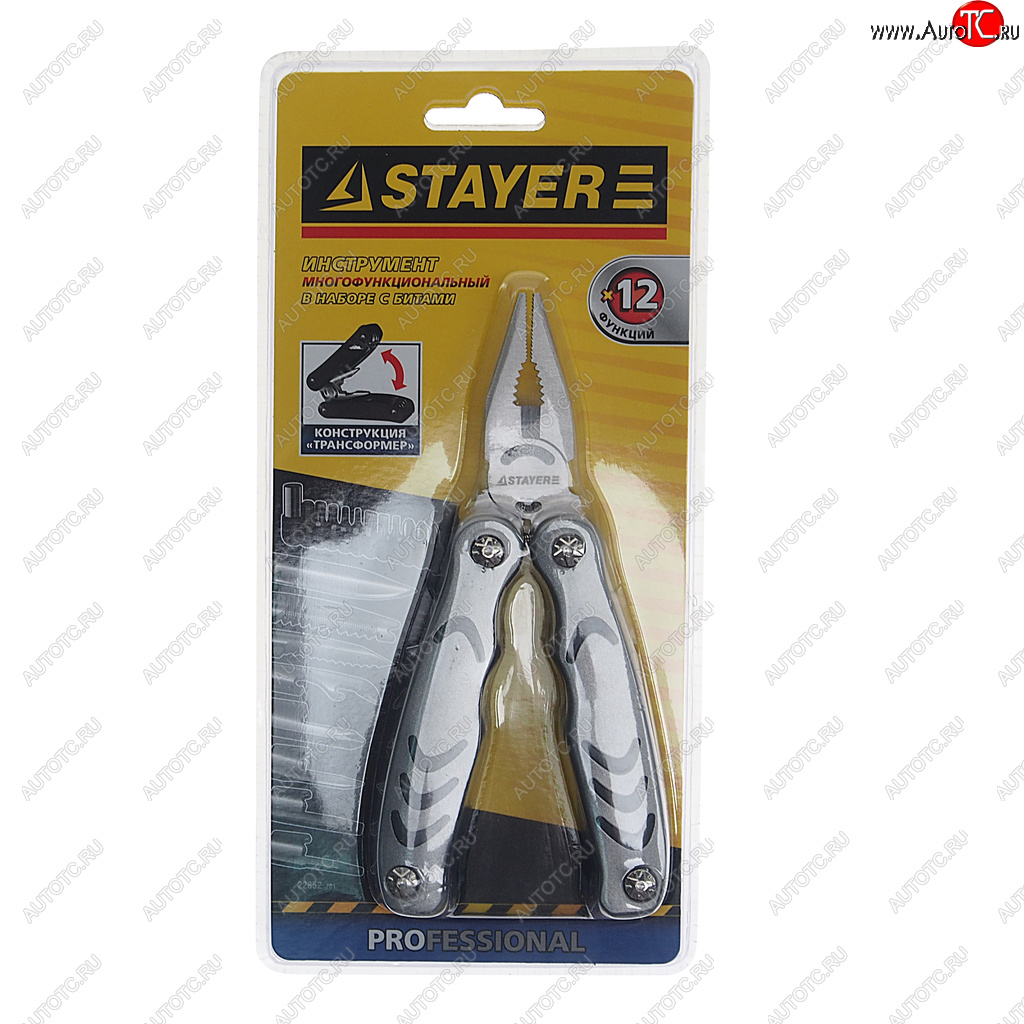 1 389 р. Мультиинструмент 12 в 1 (чехол,набор бит) Profi STAYER STAYER 22852_z01  с доставкой в г. Пермь