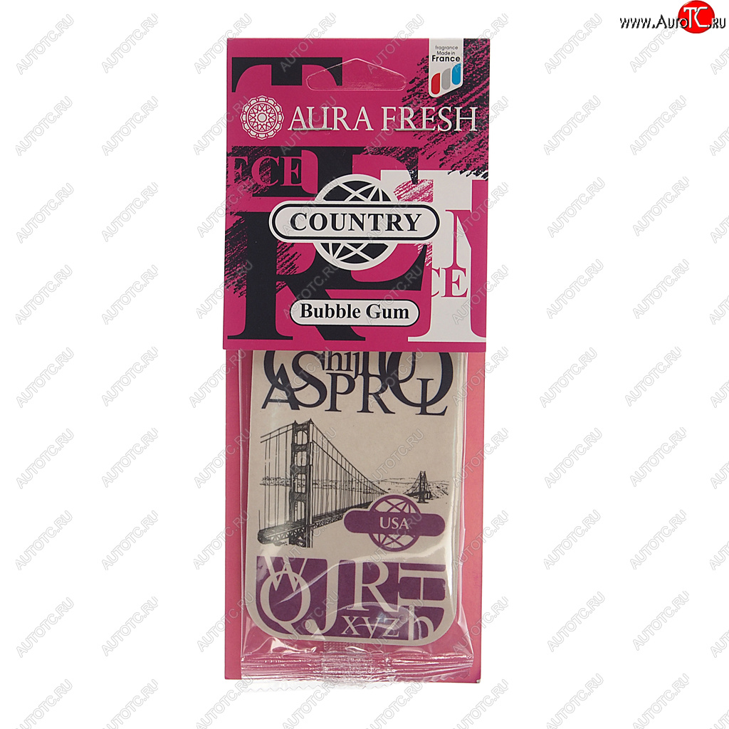 90 р. Ароматизатор подвесной картонный (bubble gum) Country AURA FRESH AURA FRESH 23018  с доставкой в г. Пермь