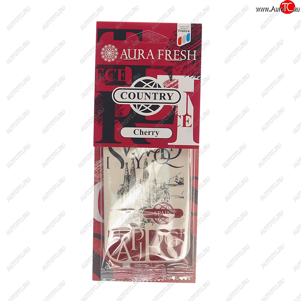91 р. Ароматизатор подвесной картонный (cherry) Country AURA FRESH AURA FRESH 23019  с доставкой в г. Пермь