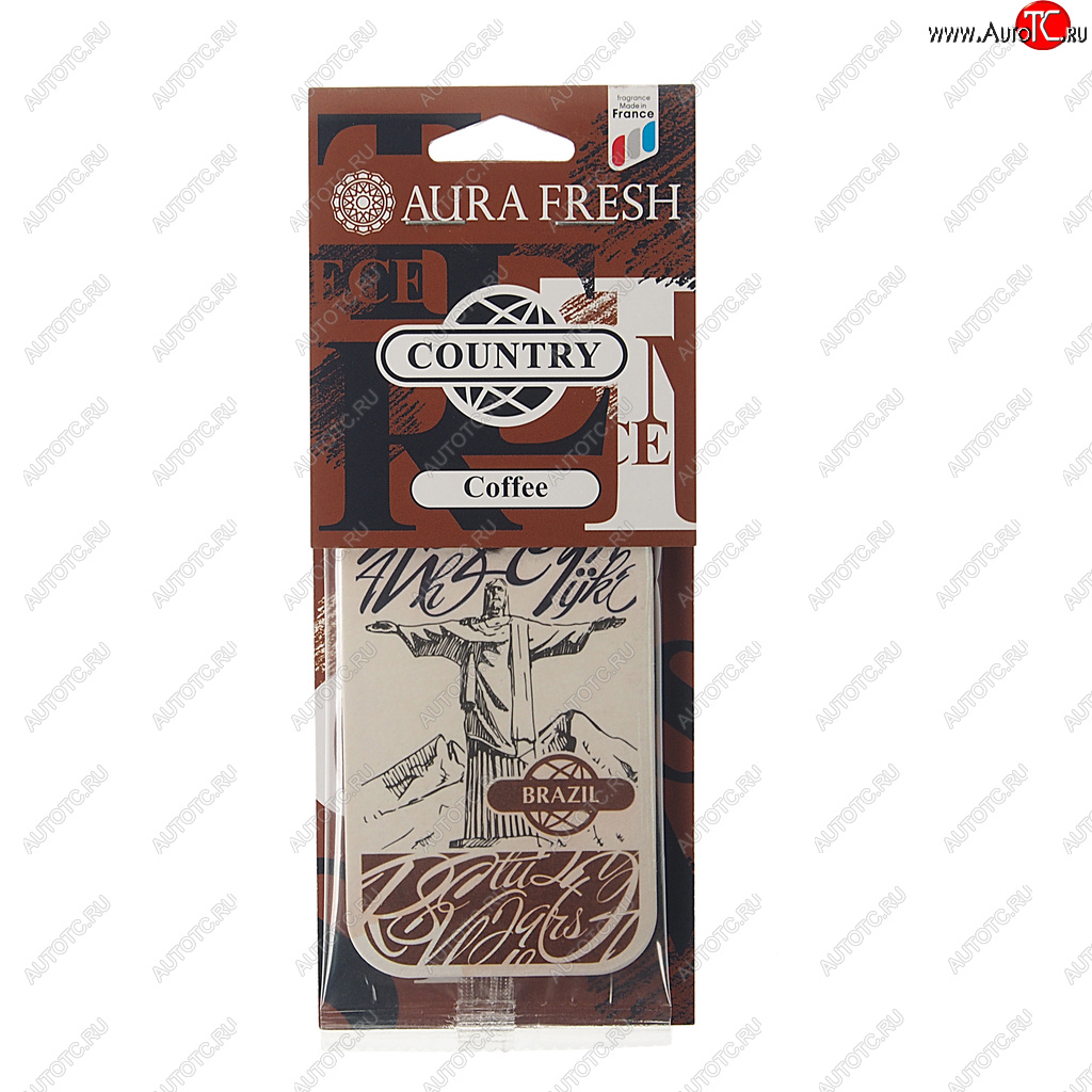 91 р. Ароматизатор подвесной картонный (coffee) Country AURA FRESH AURA FRESH 23020  с доставкой в г. Пермь