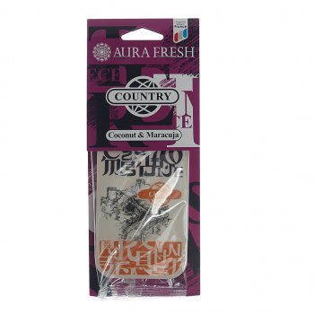 91 р. Ароматизатор подвесной картонный (coconut&maracuja) Country AURA FRESH AURA FRESH 23022  с доставкой в г. Пермь. Увеличить фотографию 1