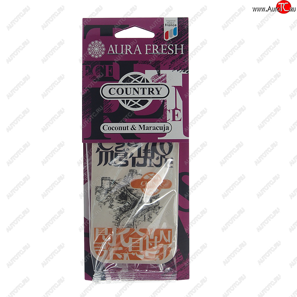 91 р. Ароматизатор подвесной картонный (coconut&maracuja) Country AURA FRESH AURA FRESH 23022  с доставкой в г. Пермь