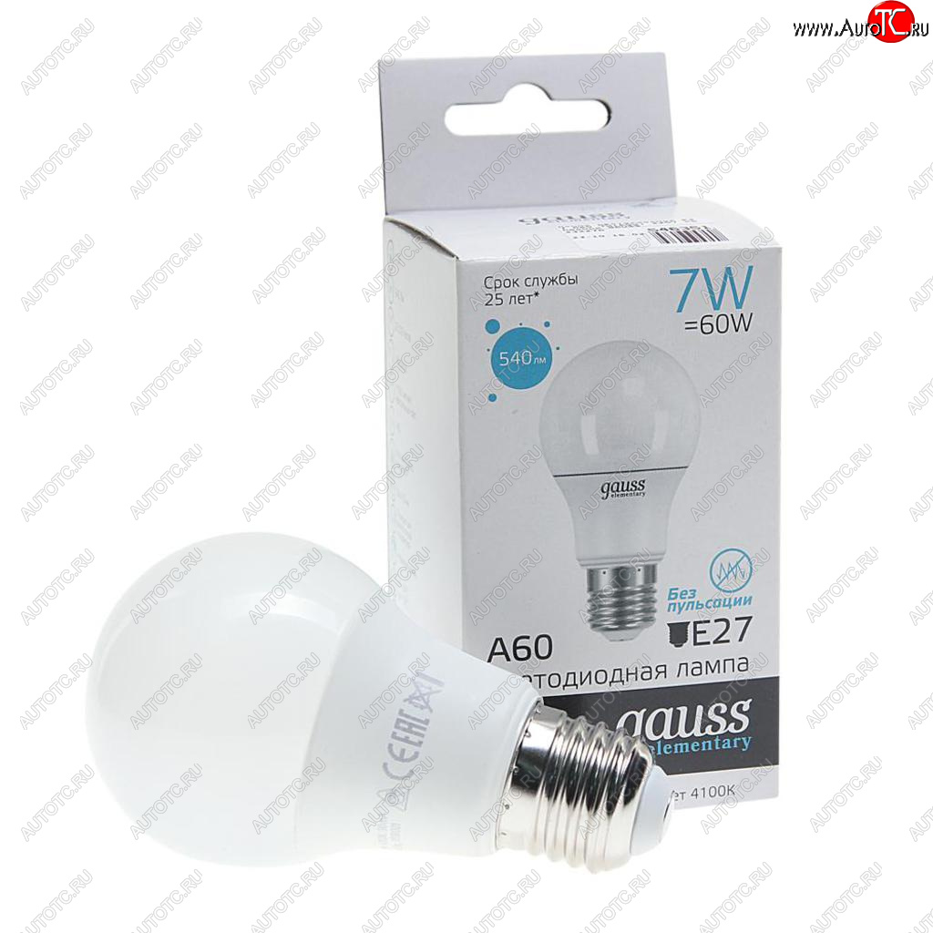 101 р. Лампа светодиодная E27 A60 7W(60W) 220V холодный GAUSS GAUSS 23227a  с доставкой в г. Пермь