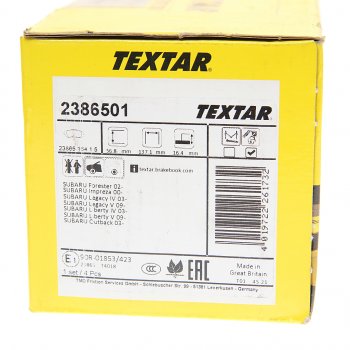 3 099 р. Колодки тормозные передние (4шт.) TEXTAR Subaru Legacy BH/BE12 универсал (1998-2003)  с доставкой в г. Пермь. Увеличить фотографию 3