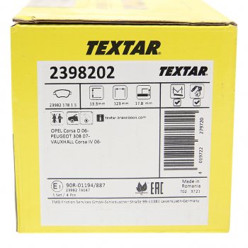 2 699 р. Колодки тормозные передние (4шт.) TEXTAR Fiat Albea 170 седан (2002-2012)  с доставкой в г. Пермь. Увеличить фотографию 3