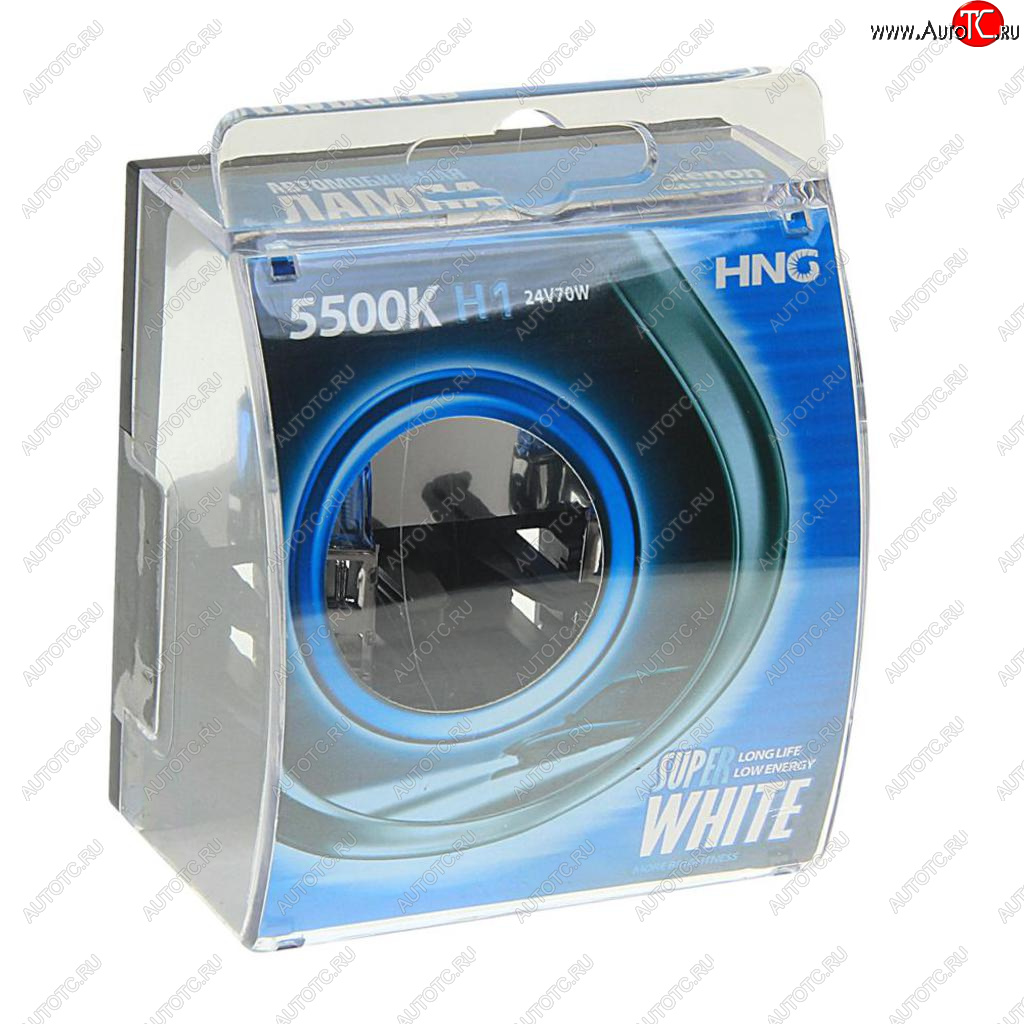 255 р. Лампа 24V H1 70W P14.5s 5500К бокс (2шт.) Super White HNG HNG 24170sw2  с доставкой в г. Пермь
