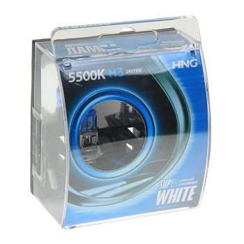 224 р. Лампа 24V H3 70W PK22s 5500К бокс (2шт.) Super White HNG HNG 24370sw2  с доставкой в г. Пермь. Увеличить фотографию 1