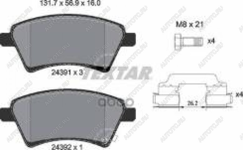 3 599 р. Колодки тормозные передние (4шт.) TEXTAR Suzuki SX4 YA21S,YB21S дорестайлинг, хэтчбэк (2006-2011)  с доставкой в г. Пермь