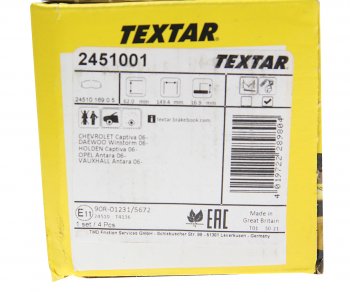 4 099 р. Колодки тормозные передние (4шт.) TEXTAR Chevrolet Captiva CN202S дорестайлинг (2018-2025)  с доставкой в г. Пермь. Увеличить фотографию 3