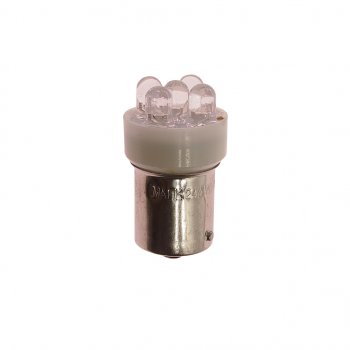 175 р. Лампа светодиодная 24V R10W BA15s 5 светодиодов белая МАЯК МАЯК 24t15-w5led  с доставкой в г. Пермь. Увеличить фотографию 1