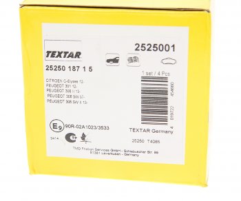 4 699 р. Колодки тормозные передние (4шт.) TEXTAR Peugeot 308 T9 универсал дорестайлинг (2014-2017)  с доставкой в г. Пермь. Увеличить фотографию 3