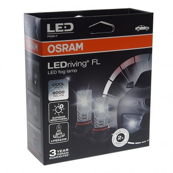 6 799 р. Лампа светодиодная 12V PSX24W PG20-7 6000K бокс (2шт.) LEDriving FL Premium Cool White OSRAM OSRAM 2604cw  с доставкой в г. Пермь. Увеличить фотографию 3