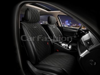 3 289 р. Накидка на сиденье велюр-экокожа черные (4 предм.) (2шт.) Bullet Front CARFASHION CARFASHION 26181  с доставкой в г. Пермь. Увеличить фотографию 1