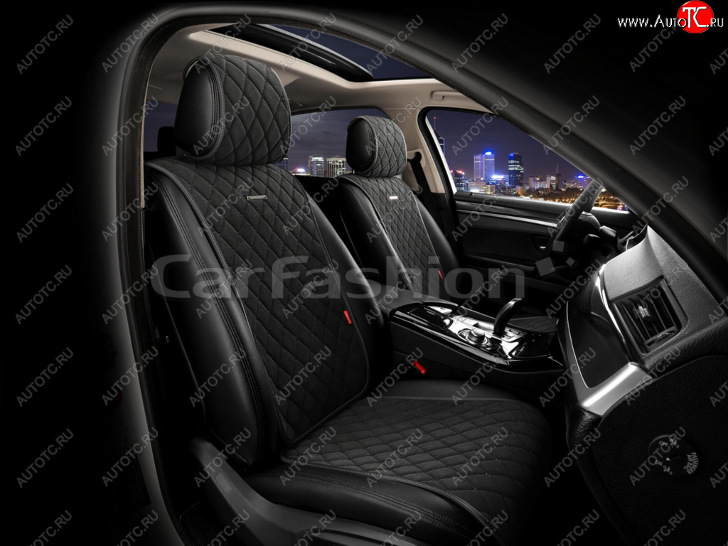 3 289 р. Накидка на сиденье велюр-экокожа черные (4 предм.) (2шт.) Bullet Front CARFASHION CARFASHION 26181  с доставкой в г. Пермь