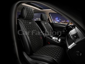 3 599 р. Накидка на сиденье велюр-экокожа черно-серые (4 предм.) (2шт.) Bullet Front CARFASHION CARFASHION 26182  с доставкой в г. Пермь. Увеличить фотографию 1